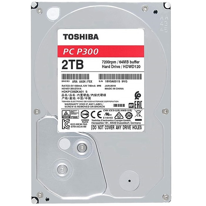 cadena mármol bueno Disco Duro 3.5 Toshiba P300 2TB 7200RPM SATA 3 64MB HDWD120UZSVA |  XtremeTecPc.com