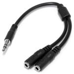 Adaptador de Audio StarTech.com Mini-Conector, Plug 3.5mm 3-Pin Macho 2X Mini-Conector, Plug 3-Pin Hembra 20 Centimetros Negro MUY1MFFS