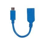 Cable de Datos Manhattan USB-C Macho a USB-A 3.0 Hembra 15 Centimetros Azul 353540