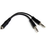 Cable de Audio StarTech.com Divisor 2X 3.5mm Macho a 3.5mm Hembra 13 Centimetros Negro MUYHSFMM