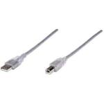 Cable de Datos Manhattan USB 2.0 Macho a USB B Macho 4.50 Metros Plata 340465