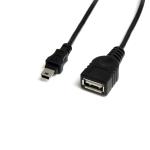 Cable de Datos StarTech.com Mini USB Macho a USB Hembra 30 Centimetros Negro USBMUSBFM1