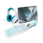 Kit 4en 1 Gamer  VORTRED V-930457 USB Juego Blanco/Cian (V-930457)